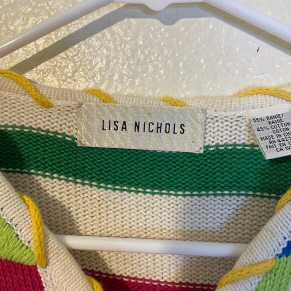 Vintage Lisa Nichols Easter Egg Patchwork Ramie Cotton Holy Week Holiday Sweater - Picture 7 of 10